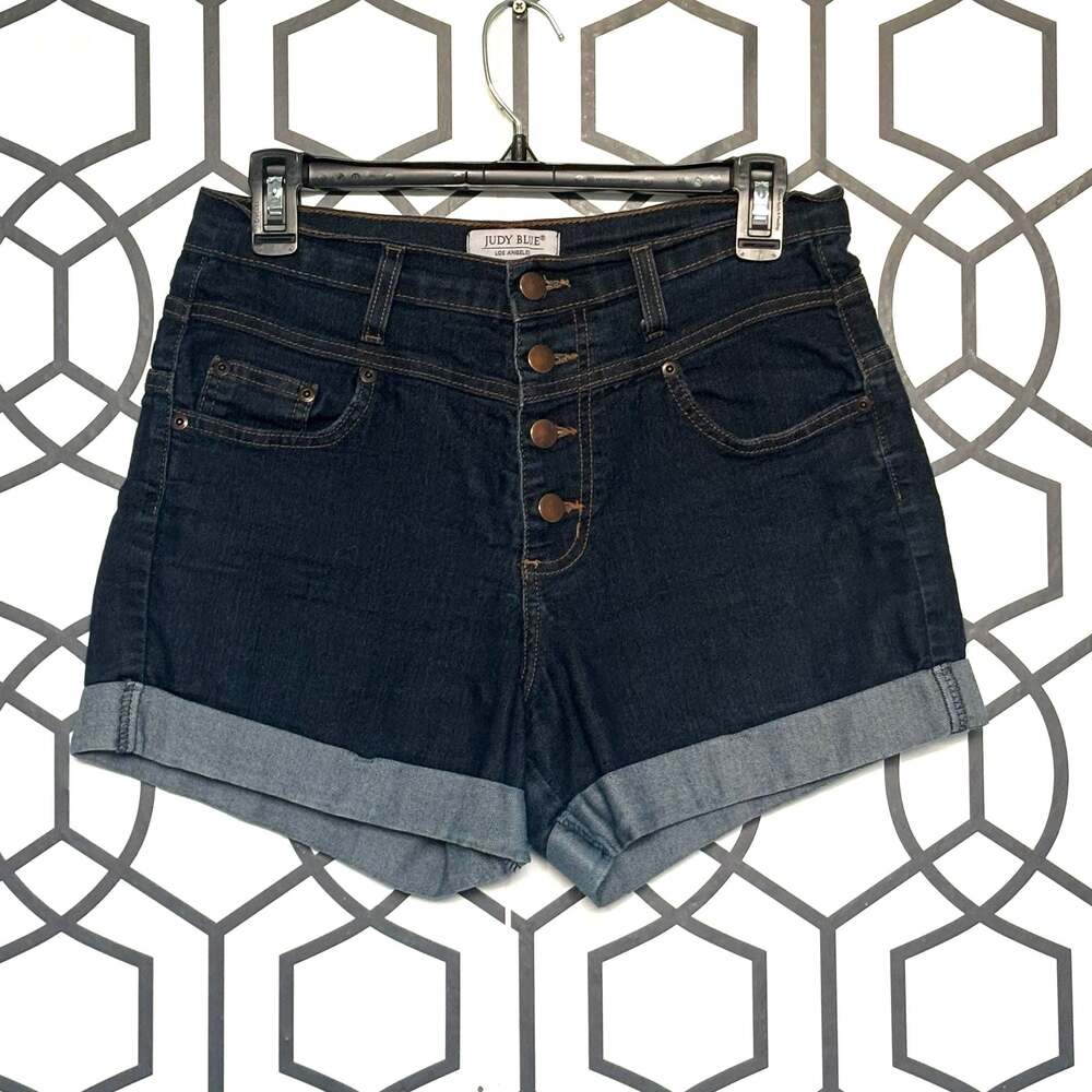 Judy Blue High Rise Button Fly Cuffed Denim Shorts Size L Style 18160